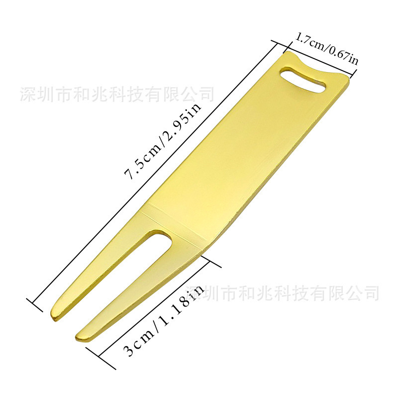 高尔夫果岭叉可折叠配磁性马克金属球位标多功能弹出式修复叉铲草|undefined
