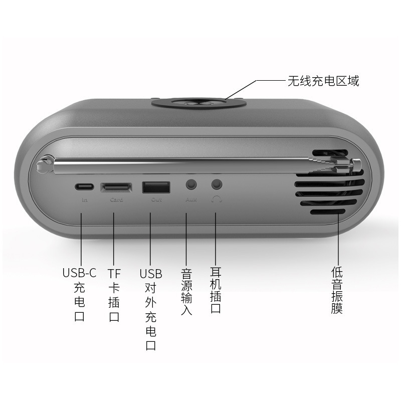 2023 nuevo cargador inalámbrico altavoz Bluetooth para el hogar DAB reloj de radio digital Reloj despertador de audio Bluetooth