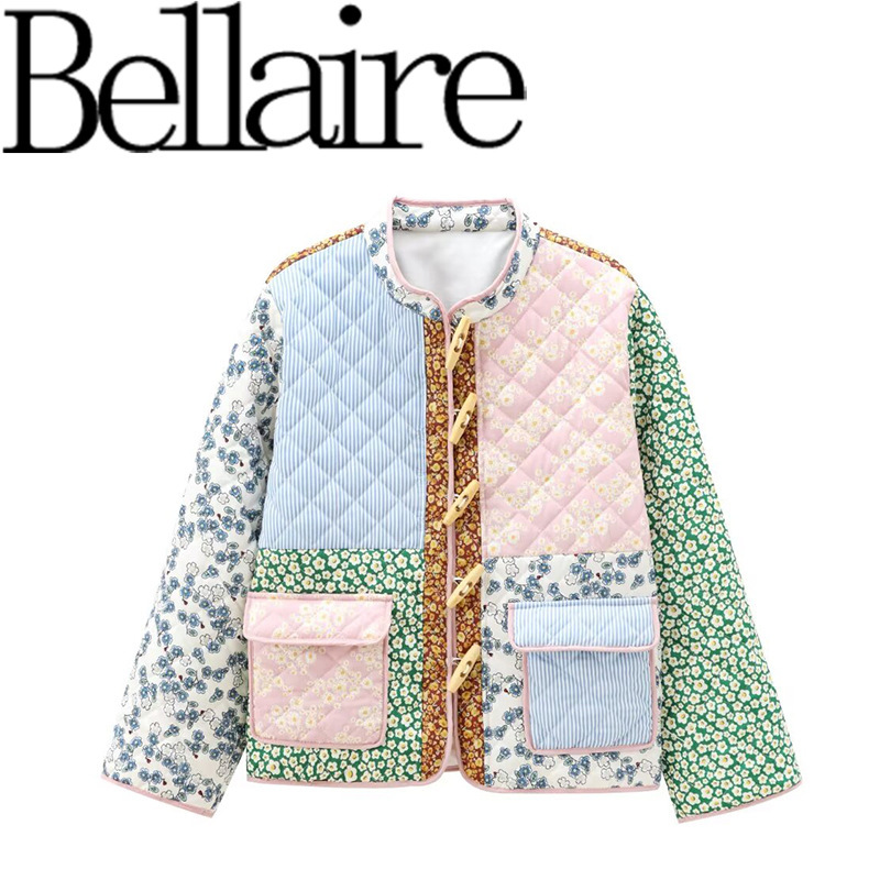 Za Export Wholesale European and American Style French Women's Clothing Design Sense of Design Versatile Casual Style Positioning Splicing Cotton Coat