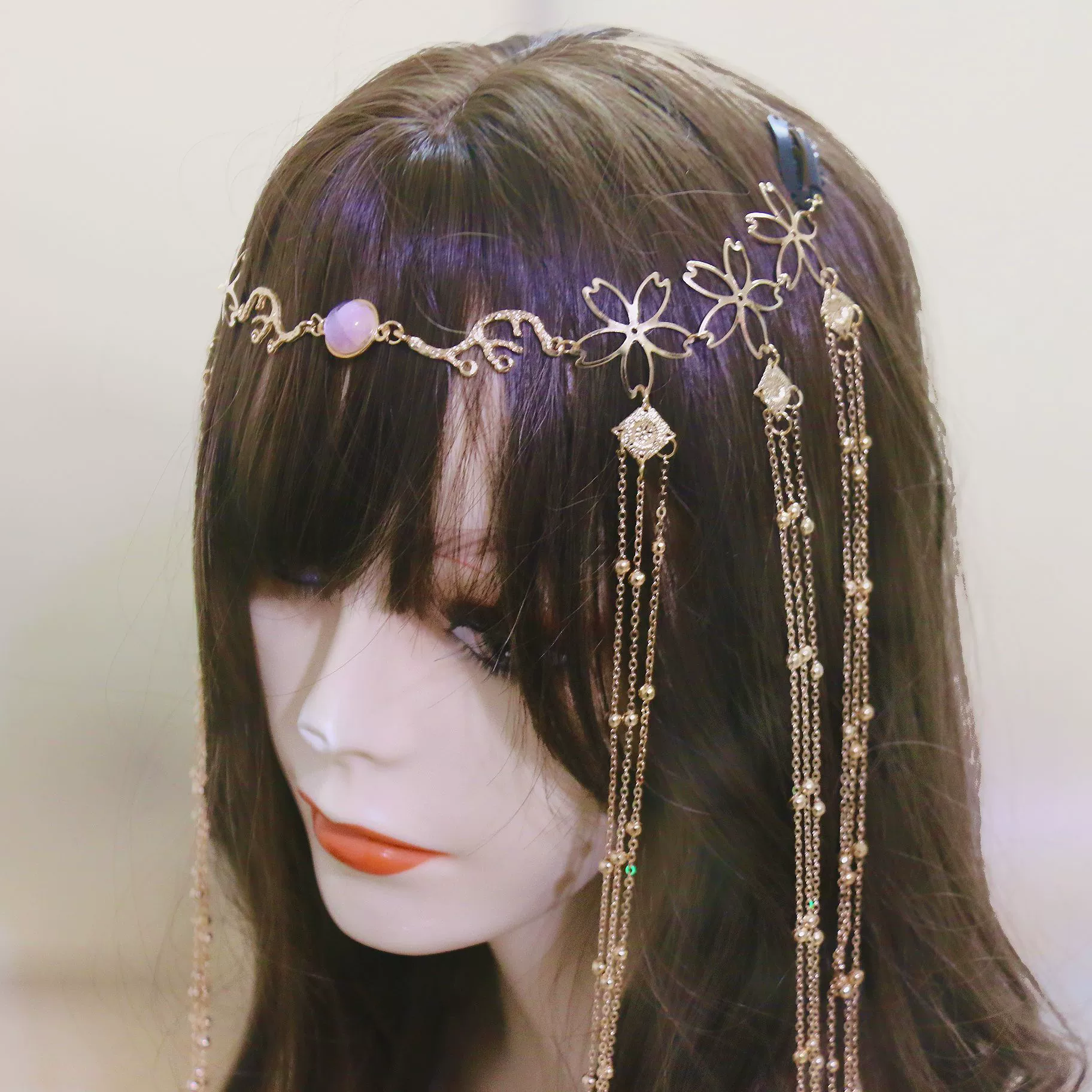 Ретро китайский стиль украшения для волос с блестками и кисточками