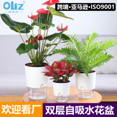 越境オーリンゼ植木鉢貯水レイジーフラワーポットシンプルでおしゃれな自動吸水レイジーフラワーポット貯水植木鉢樹脂製