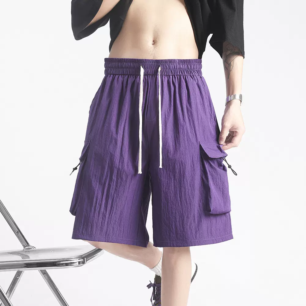 2025新款夏季速干裤度假沙滩短裤男宽松休闲多袋工裤港风百搭潮牌