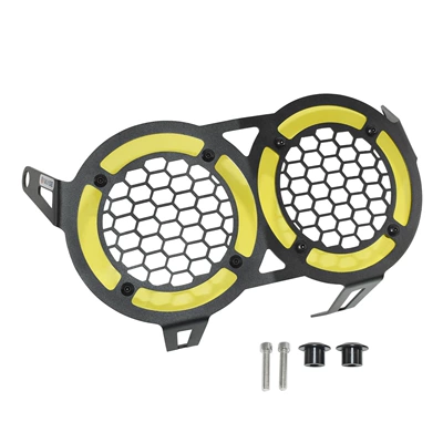 Suitable for Ducati Desert Desert Desert X 22-24 modified motorcycle headlight protection net headlight shade (Motorcycle frame) - black-acrylic-yellow