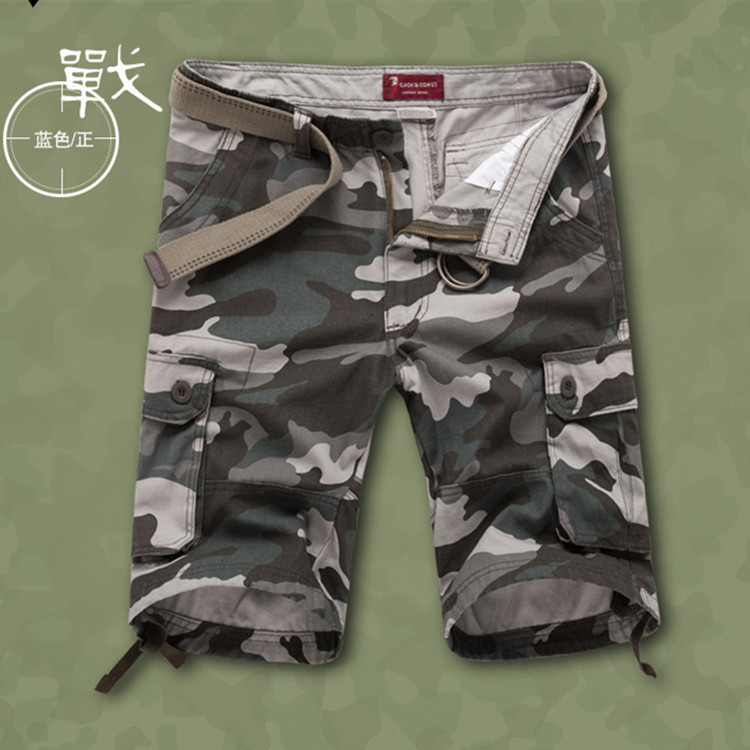 Camuflaje multi-Bolsillo ropa de trabajo pantalones cortos de camuflaje de los hombres de moda estilo militar americano resistente al desgaste verano quinto Pantalones