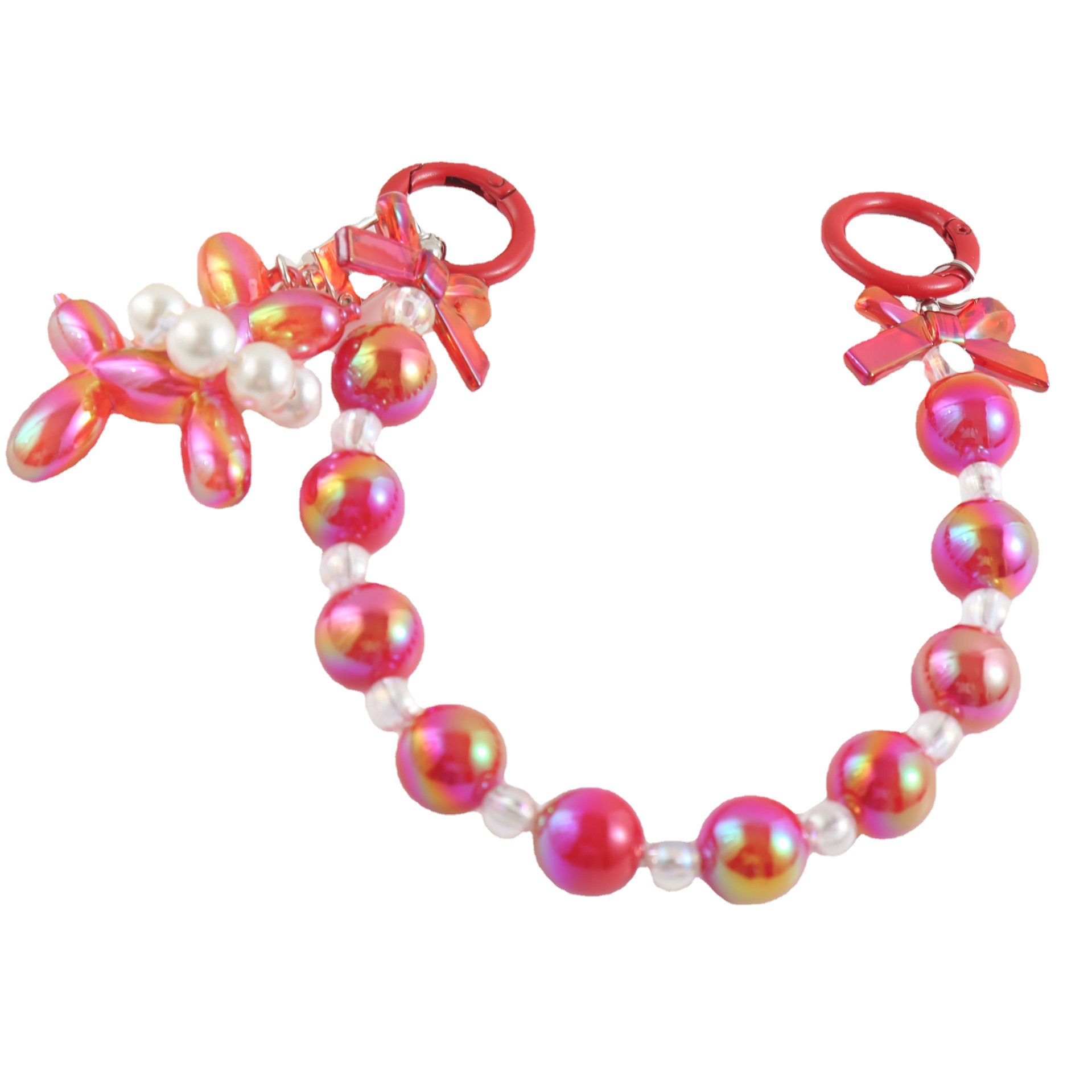 TikTok CADENA DE TELÉFONO MÓVIL adornos decorativos doble hebilla colgante Globo perro colgante DIY teléfono móvil Shell cadena hecha a mano con cuentas