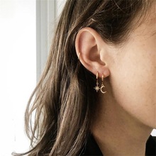 耳釘女氣質韓國個性星星月亮耳環時尚簡約百搭新款潮流耳墜不對稱