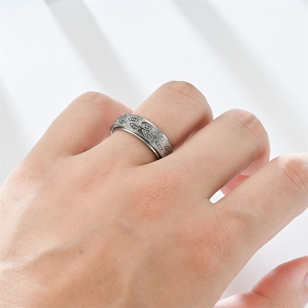 Simple Style Devil's Eye Titanium Steel Couple Rings display picture 5