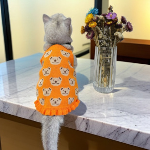 Autumn New Dog Cat Knitted Vest Cute Bear Jacquard Yorkshire Marzis Body Bears