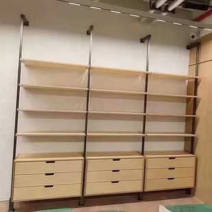 Living Room Bookcase Display Rack Whole Wall Office Retro Rack Beauty Salon Shelf Bookshelf Display Cabinet Storage Rack Iron Art