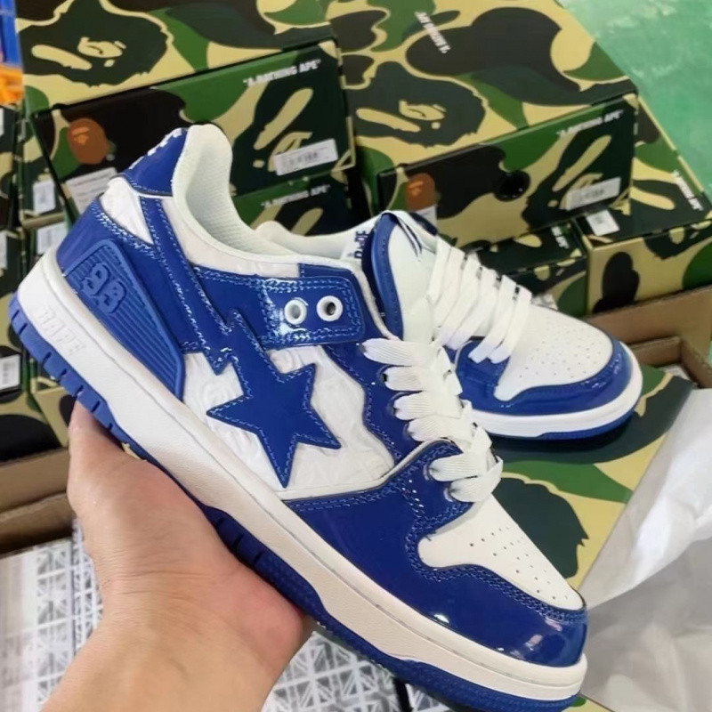 Anyi Ape BAPE SK8 DUNK Lightning Star Coloring White Low-top Skate Shoes Men's SK8 Couple's Casual Shoes