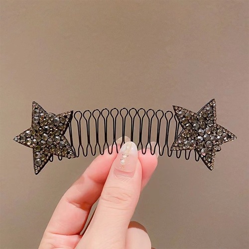 Water Diamond Star Shattered Hair Comb Women Shattered Hair Organization Gadget Invisible Rear Brain Shell Hair Styler Children's Dance Hair Pin Hair Comb