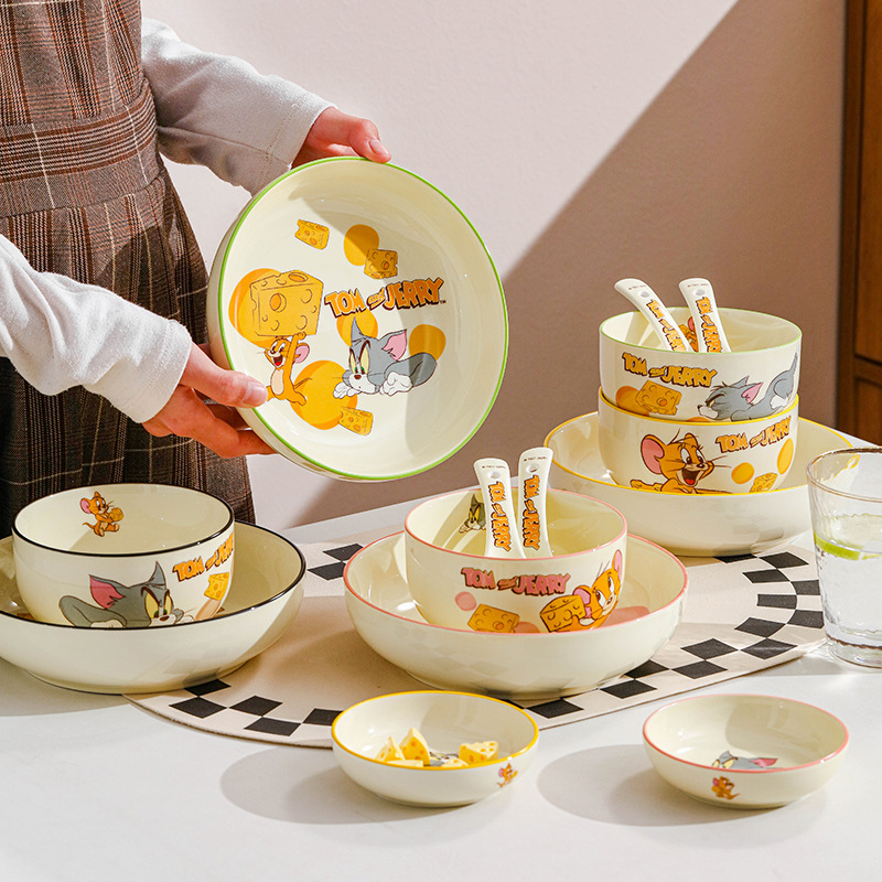 トムとジェリー夏 2025 新製品ジェリー陶器ボウルライスボウルディナープレート漫画かわいい食事ボウルとプレート小さな新鮮な|undefined
