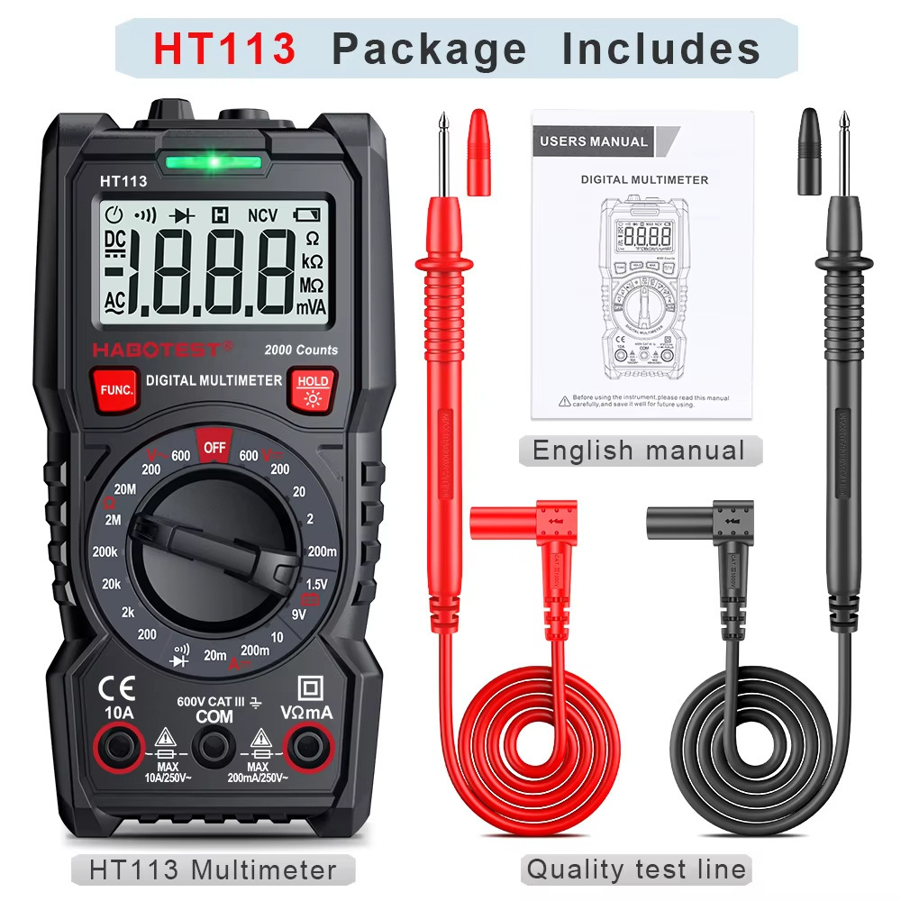 WARBO HT113C multímetro digital zumbador inteligente voltímetro galvanímetro portátil mini producto