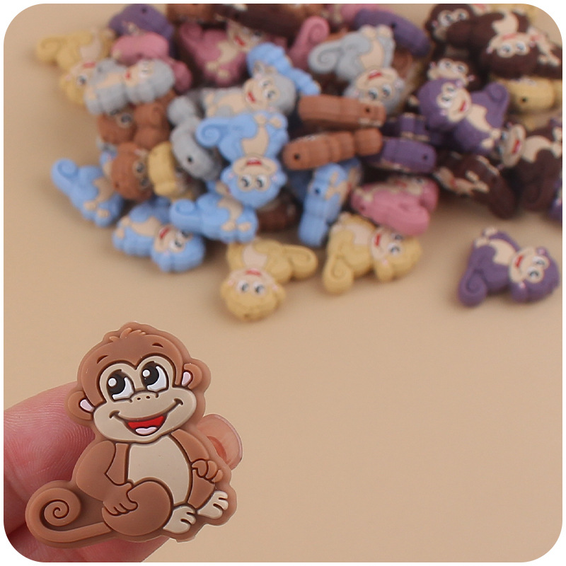 Nuevo bebé suministros dibujos animados animal mono silicona teether creativo DIY chupete cadena pulsera teether Accesorios