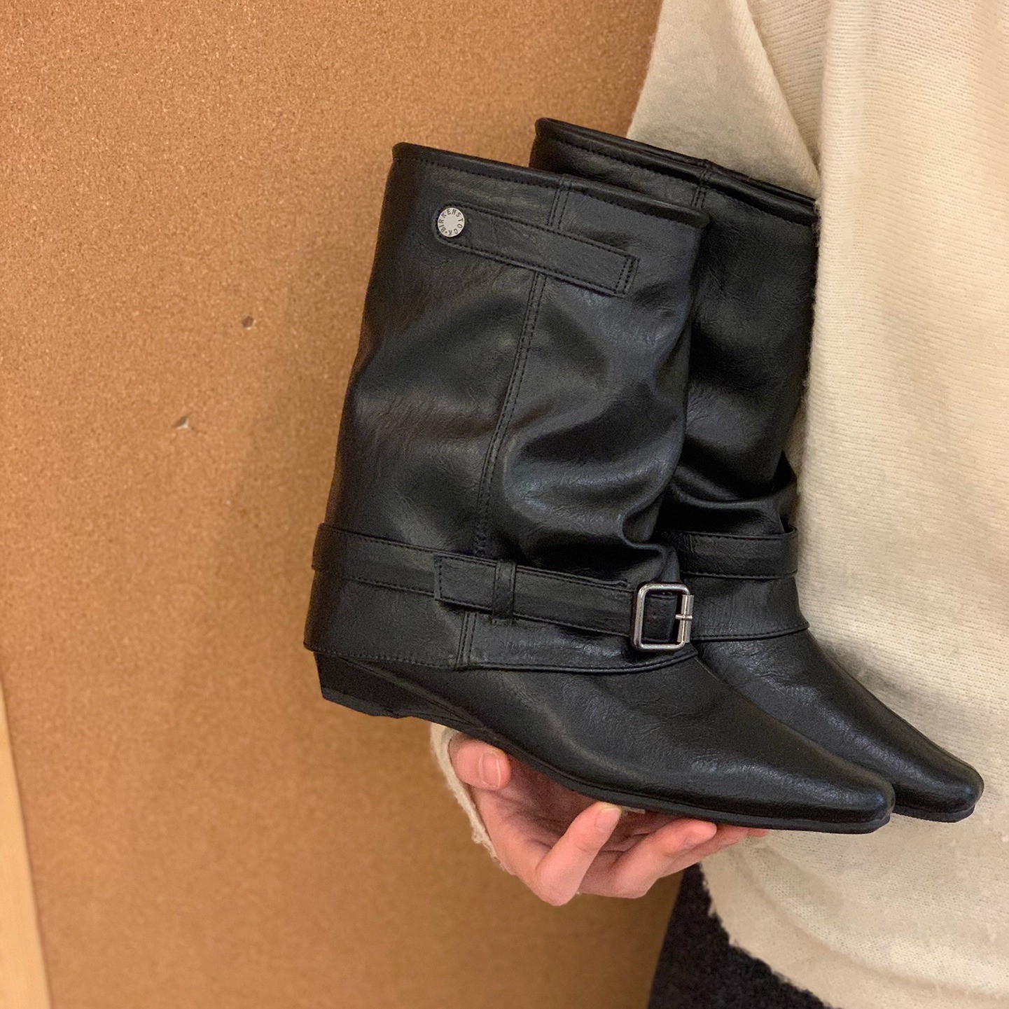 Retro Low-Heeled Western Cowboy Boots Women's Boots 2025 Autumn and Winter Brown Maillard Short Boots Mid-Calf Trouser Boots