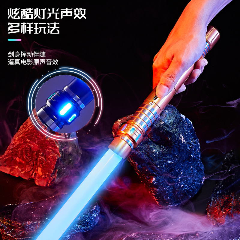 Venta caliente transfronteriza 15 colores RBG cambio de color Bluetooth sable de luz recargable dos-en-un metal espada láser jugando palo luminoso