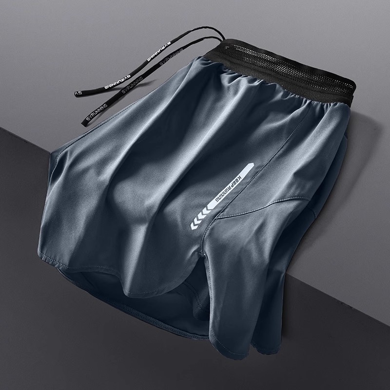 Pantalones cortos de correr para hombres maratón deportivo forrado pista y campo acondicionamiento de tres puntos hielo profesional de verano pantalones de entrenamiento de secado rápido