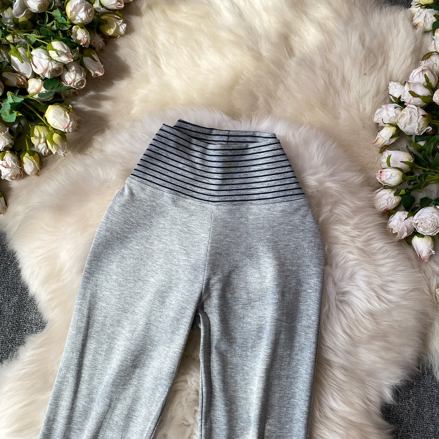 Korean Style High-Waisted Striped Flared Pants Women's Slimming Elongating Summer Bottoms Simple Stylish Polyester Capris_ecoleips.com