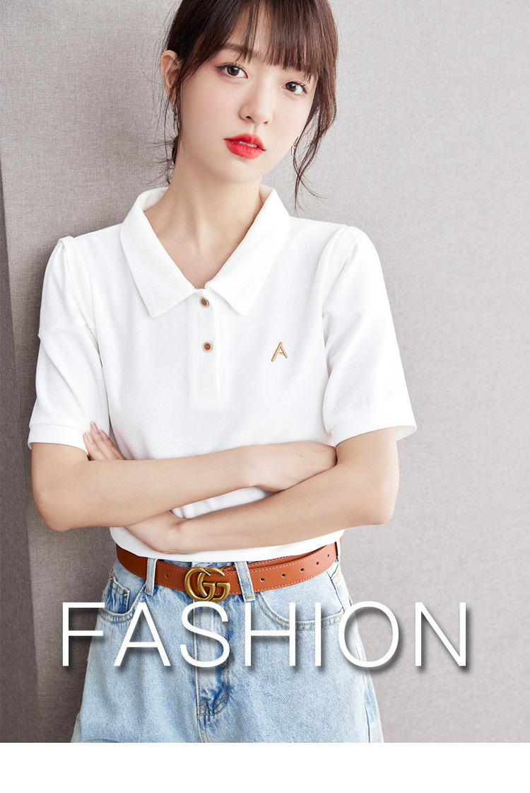 跨境衬衣白色短袖恤女士装夏季2024年新款洋气宽松小衫上衣详情1