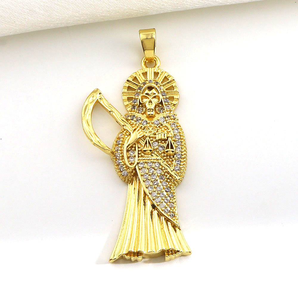 7g Weight Pendant Jewelry Making Type 14*45mm Jewelry Making Size Zircon Inlay Material DIY Jewelry Accessories Classification 1 Piece Quantity Copper Material Father St. Jude Pattern All Seasons Season Plating Design Glam, Retro Style 1 Piece 14*45mm Copper Zircon Father St. Jude Pendant 13