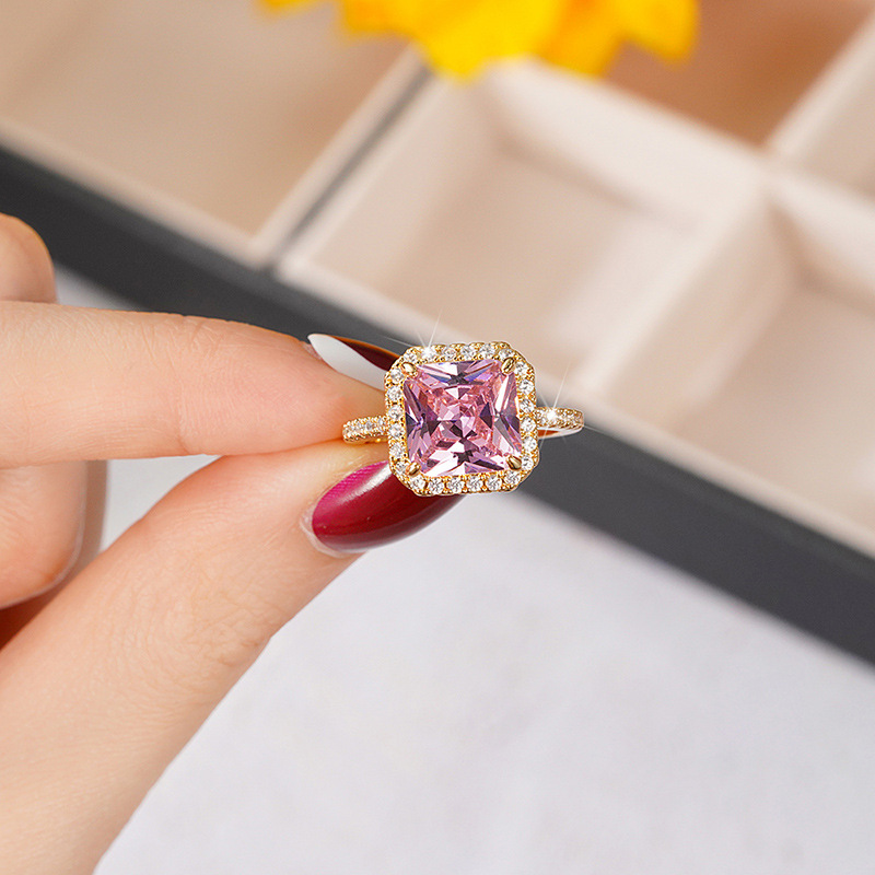 11g Weight Zircon Inlay Material Rings, Earrings, Necklace Classification Daily, Street Occasion Copper Material Square Pattern Women's Gender Inlay Design Shiny Style Shiny Square Copper Inlay Zircon Rings Earrings Necklace 10