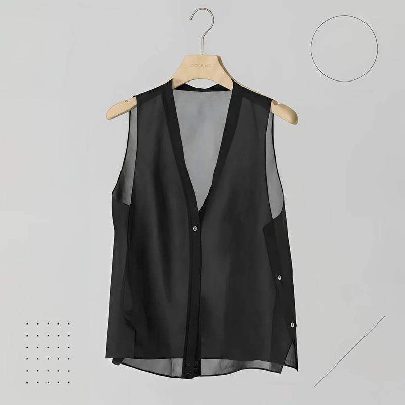 Short Vest for Women, Summer Outerwear, Loose Chiffon Top, Thin Women's Vest, Jacket, Outerwear