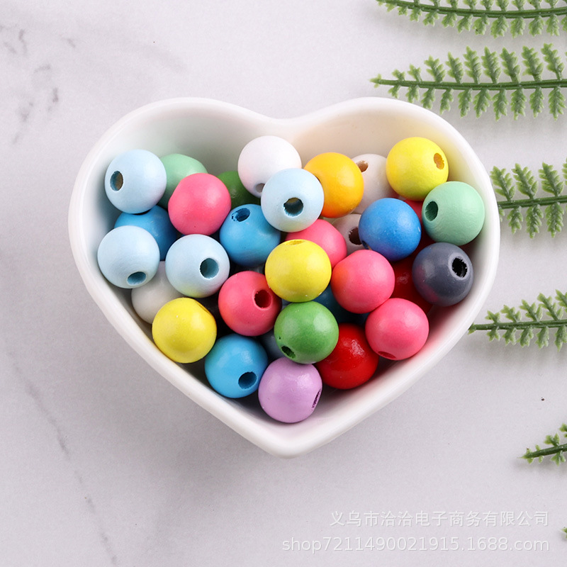 DIY accesorios de la joyería 12-16mm protección del medio ambiente pintura de agua color loto cuentas redondas color caramelo cuentas redondas cuentas de madera cuentas sueltas