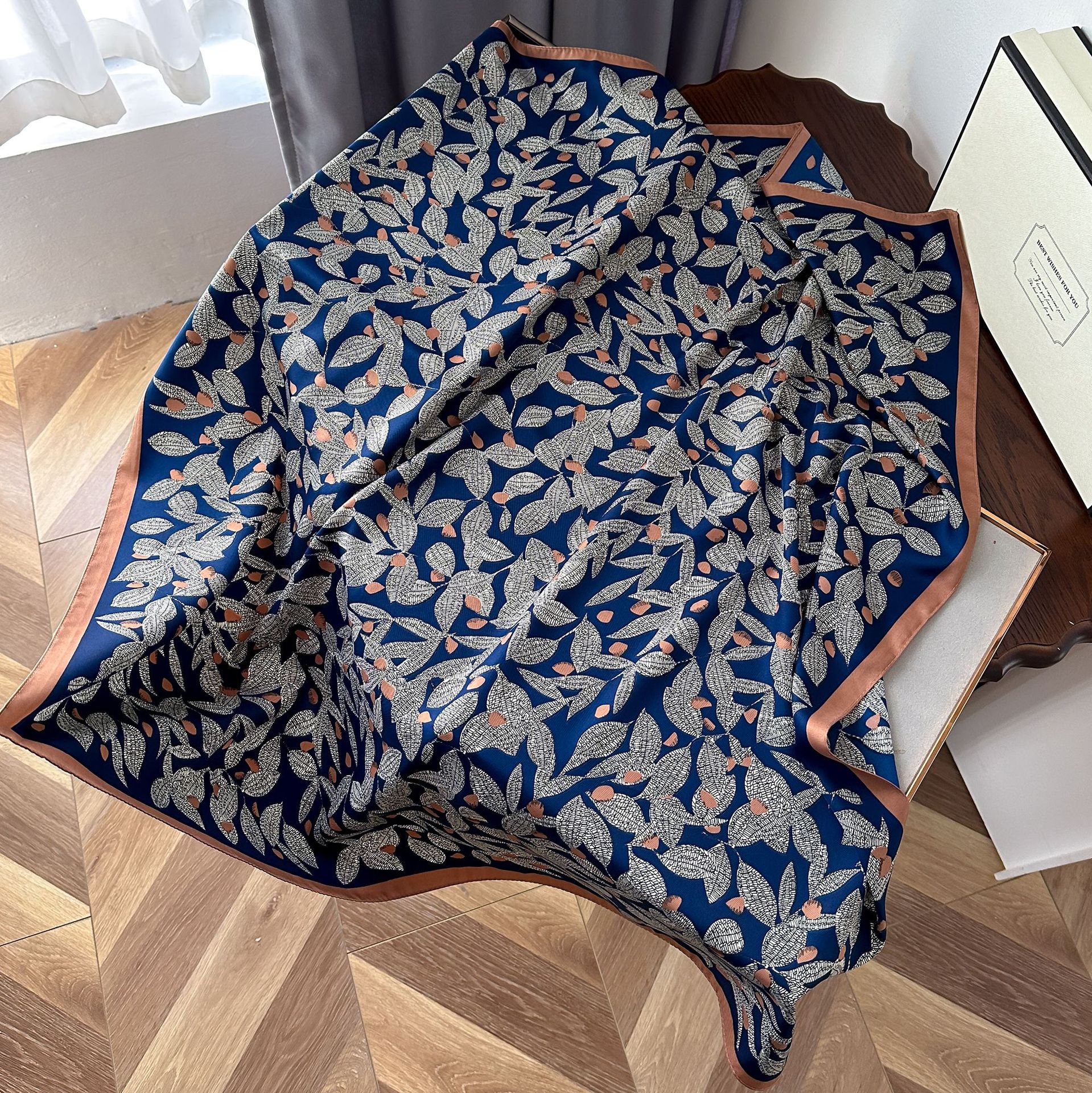 Twill silkesjal för kvinnor stor sjal för höst och vinter_voghion.com