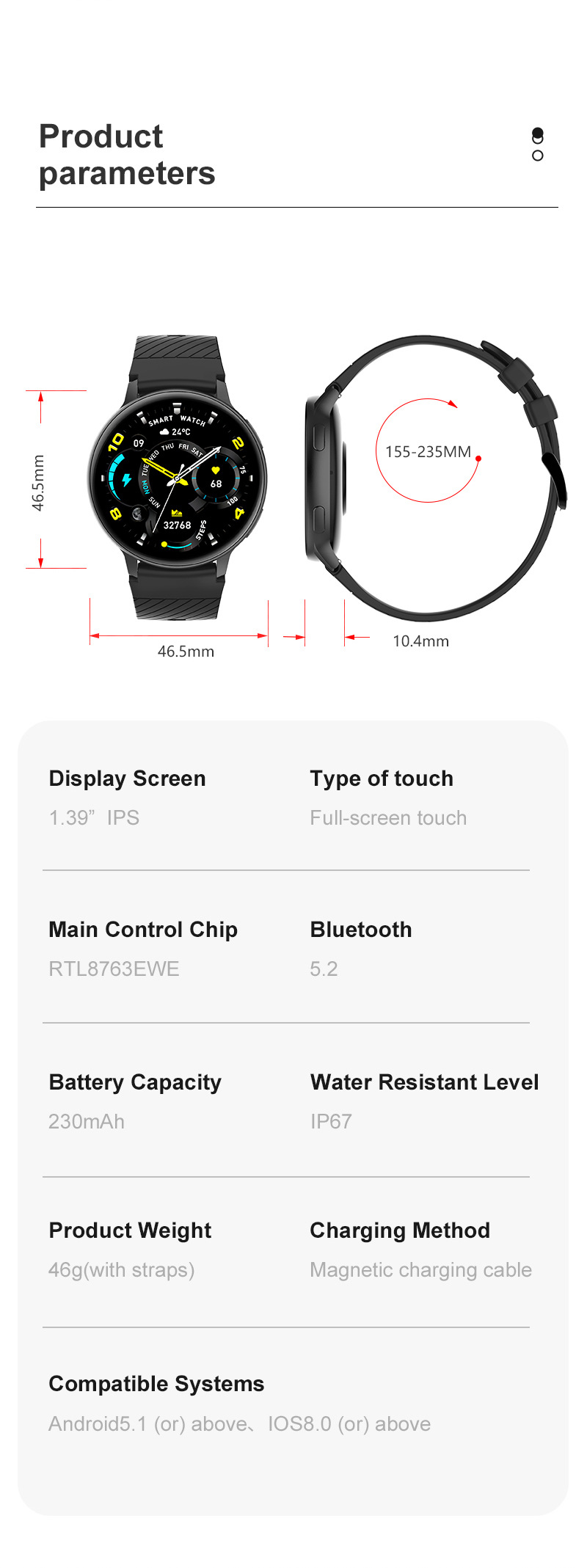 Smart Watch With Blood Pressure And Heart Rate Monitor Bluetooth_voghion.com