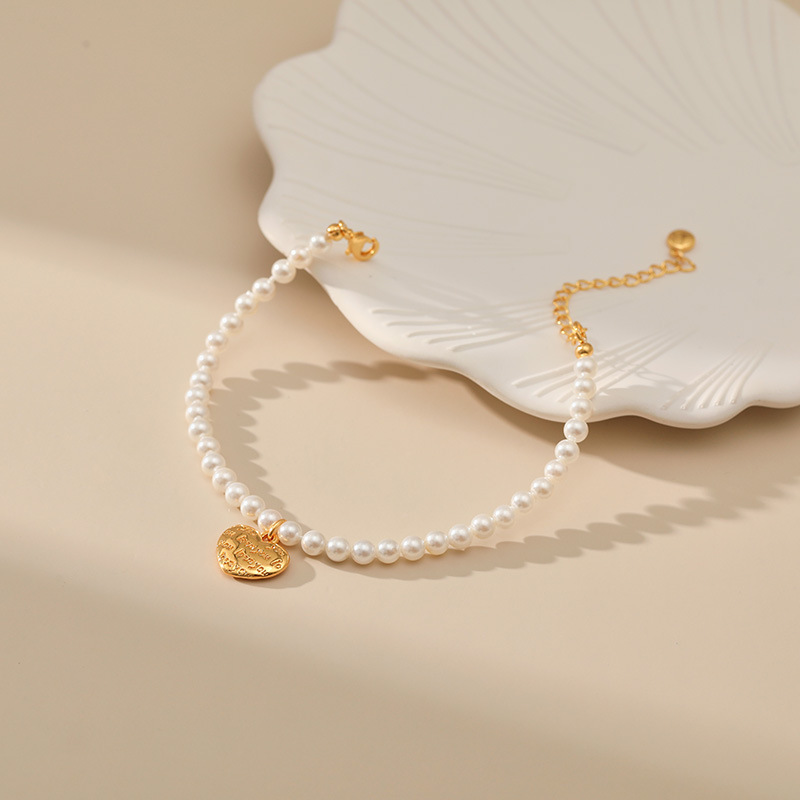 Sweet Letter Heart Shape Imitation Pearl Beaded Plating Womenu0027S Bracelets 1 Piece