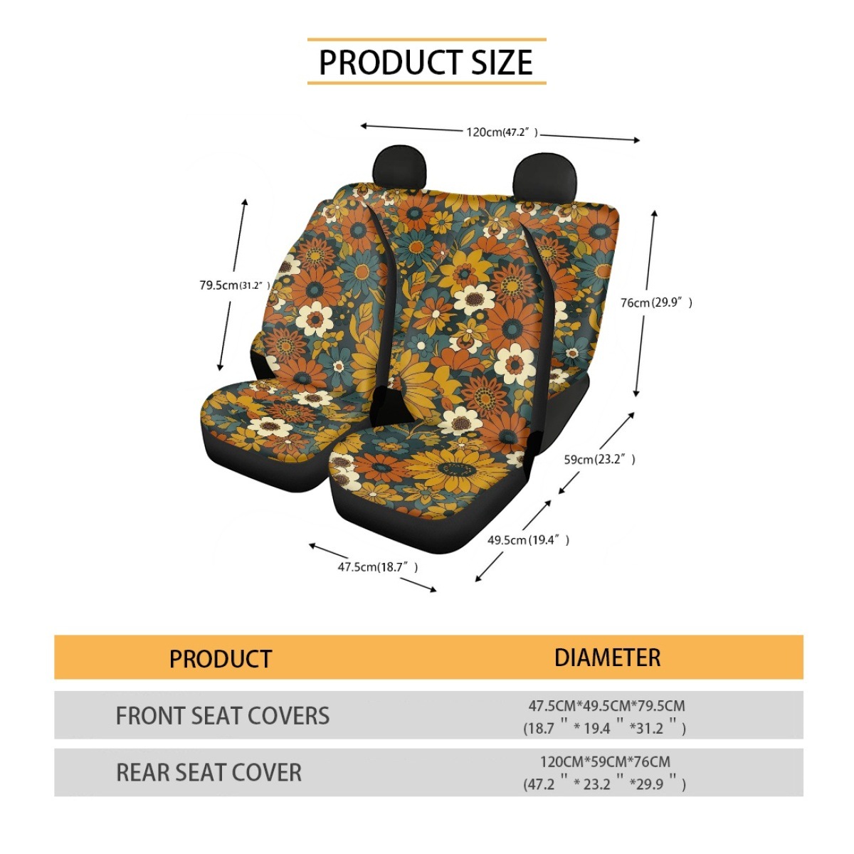 Amazon's best-selling car seat covers, featuring a retro print design for both front and rear seats, a 4-piece set, and a car interior decoration item