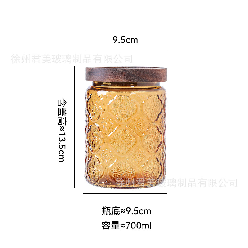 700ml tanque de almacenamiento de vidrio colorido begonia cocina casera granos de café té granos de granos latas de sellado al por mayor