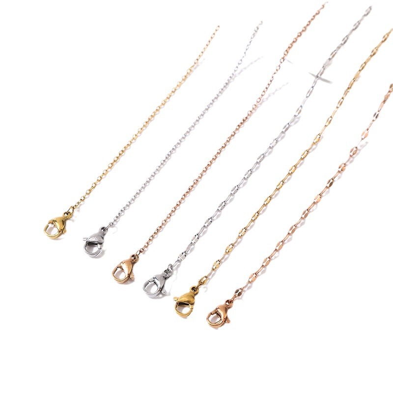 Moda transfronteriza versátil simple cadena de joyería cadena clavícula 40 + 5 larga cadena de acero inoxidable O cadena de labio de acero de titanio collar DIY