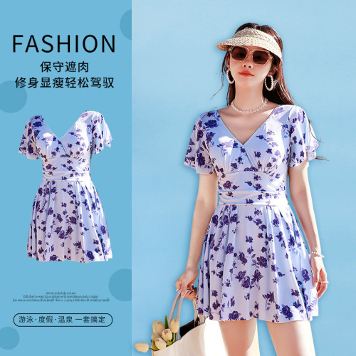 Ladies' New Summer One-piece Swimsuit, Covering Stomach, Slimming, Elegant, Hot Spring & Swimming, Wholesale