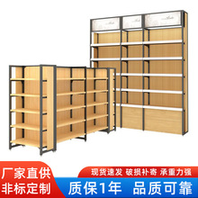 深圳商超貨架鋼木展示架自由組合貨架文具化妝品母嬰店貨架木質