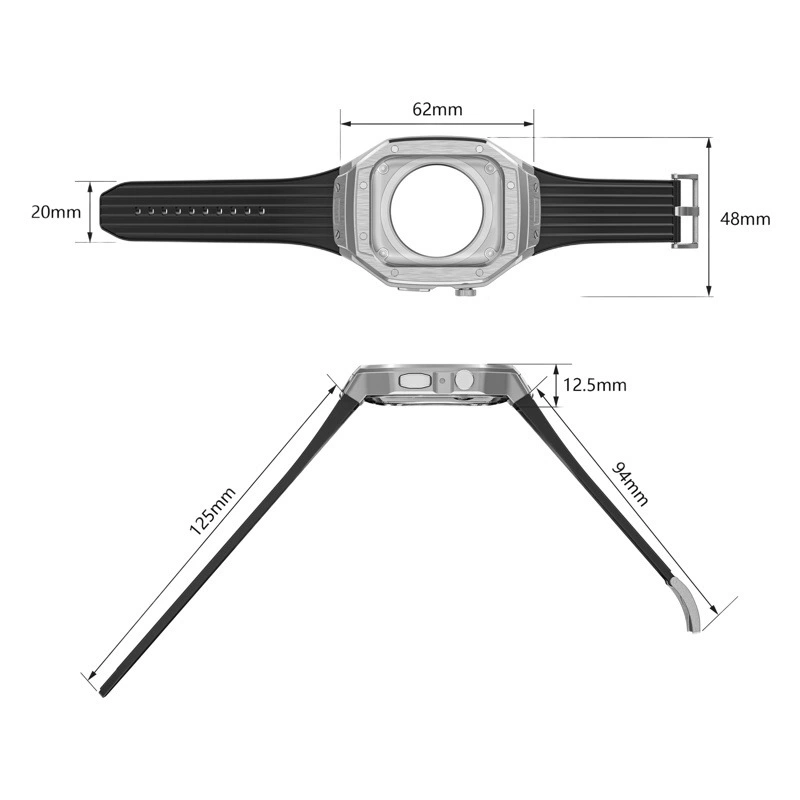 Подходит для Apple Watch 6-го поколения, металлический корпус, встроенный ремешок из ТПУ, модифицированный секундный сменный часы Richard