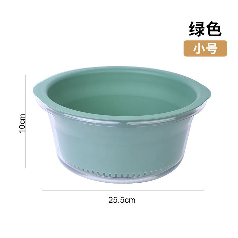 二層水切りかご 多機能透明フルーツ・野菜洗い神器 キッチン大型洗い桶 水切り神器|undefined
