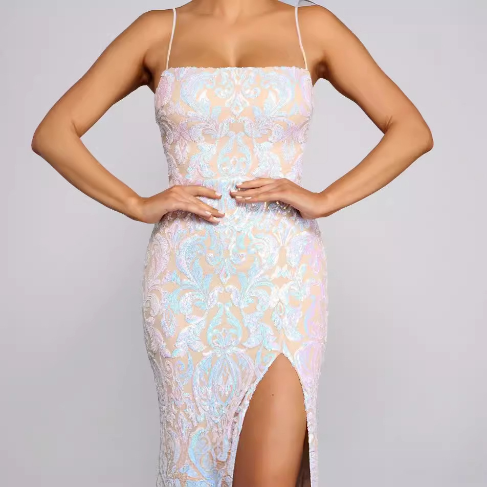 Ventas transfronterizas calientes nuevas mujeres europeas y estadounidenses fiesta esquinilla sexy vestido vestido de hombro solo (3 colores) image 3