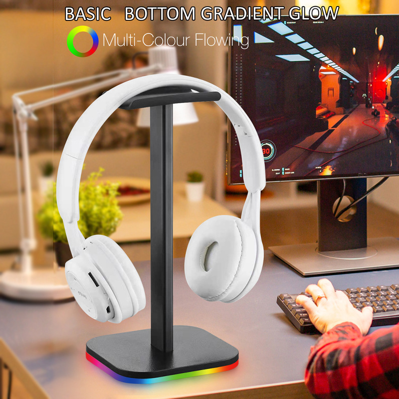 ライトピックアップ付きクロスボーダーヘッドフォンスタンドデスクトップコンピュータデジタルディスプレイスタンド耳掛け式取り外し可能なハンガー|undefined