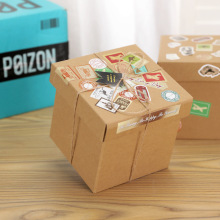 复古贴纸礼盒牛皮纸生日礼品盒正方形DIY英伦风牛皮一件起批批发