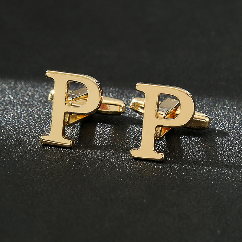 10g Weight Cufflinks Classification 1 Piece Quantity Casual Occasion Iron Material letter Pattern Unisex Gender Plating Design Vintage Style Style 1 Piece Vintage Style Letter Iron Plating Unisex Cufflinks 4