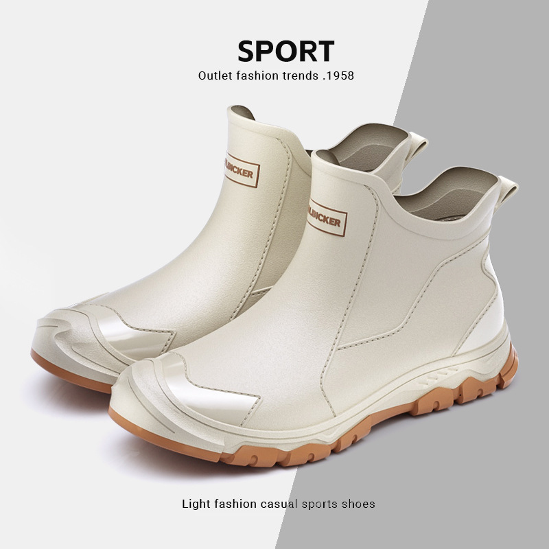 Winter fashionable men's warm rain boots men's short rain boots…