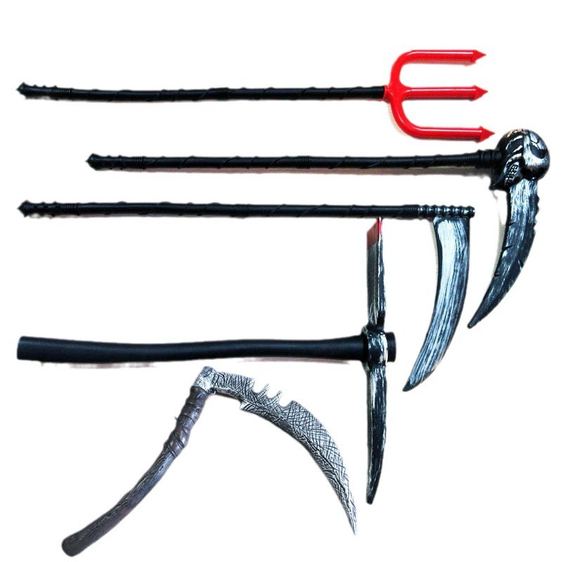 Red Trident Death Hook Scythe Festival Stage Cross-dressing Props Devil Fork Ghost Head Halloween Show