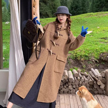 鹿与双面双色! 长短连帽牛角羊毛大衣686飞鸟