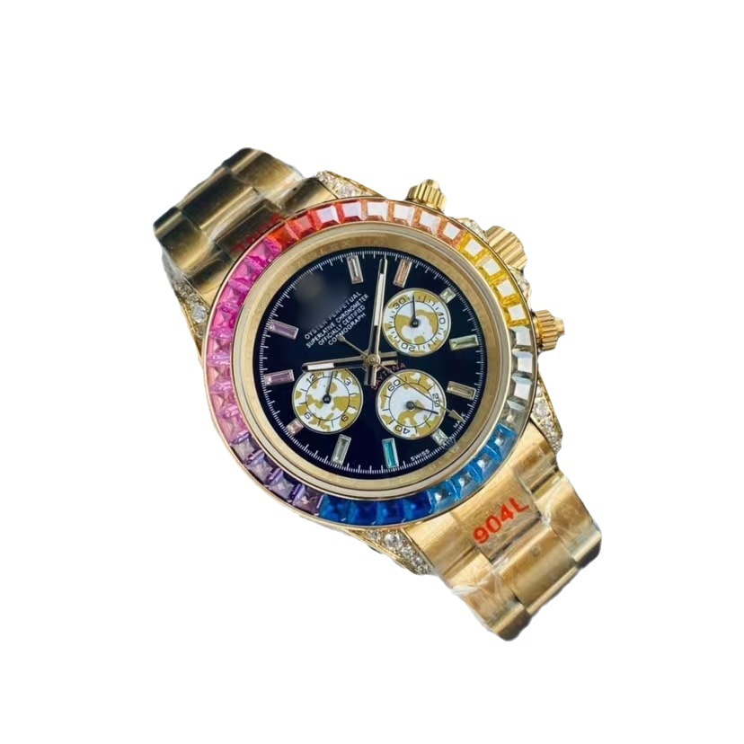 Comercio exterior transfronterizo Lao Jia multifuncional ditonna arco iris de tres ojos cinturón de acero mecánico de seis pines Reloj de hombre reloj de registro