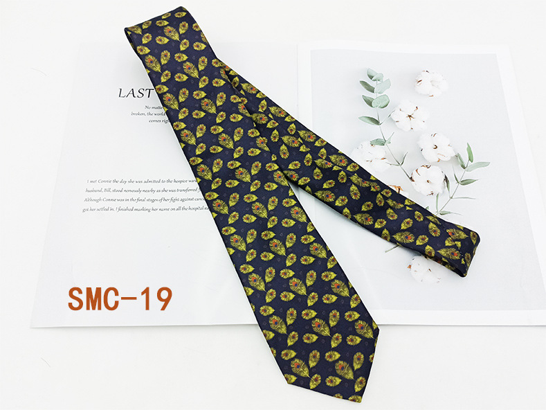 Moda británica impresión digital corbata retro fabricante spot hilo de poliéster mano floral traje de hombre accesorios 8cm