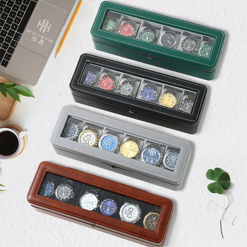New in Stock 6-Slot Watch Storage Box Pu Leather Watch Case High-End Gift Box Wholesale Watch Box Jewelry