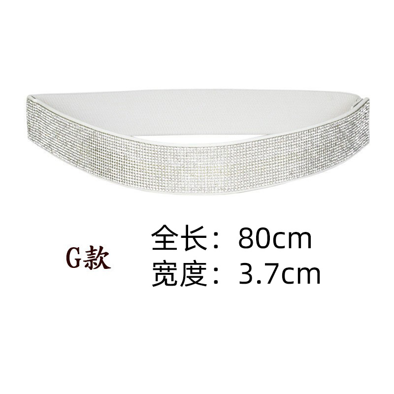 Bling rhinestone diamante-incrustado elástico cinturón ancho flash Diamante de las mujeres todo partido cristal cintura sello moda cinturón elástico