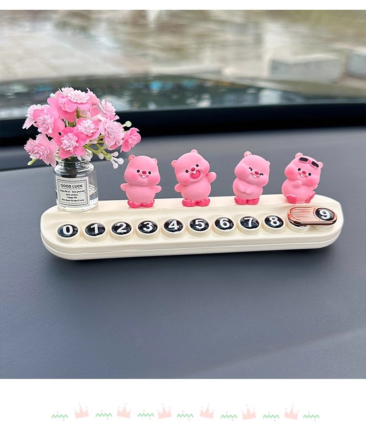 Pink Ruby Little Beaver Car Temporary Aromatherapy Parking Number Plate New Model Mobile Phone Number Plate Car Interior Decoration Small Ornament