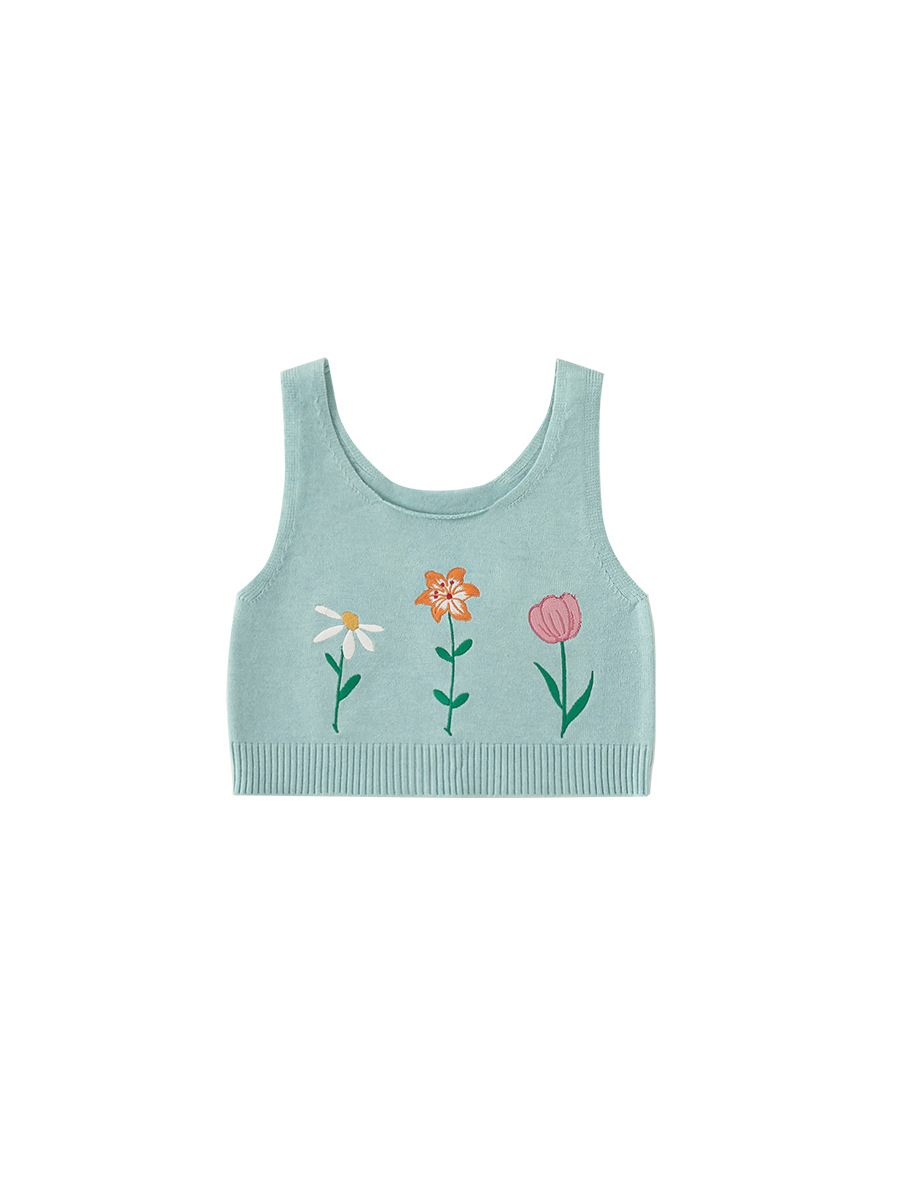 Youbao ropa para niños chaleco de honda para niñas primavera nuevo estilo femenino suéter de flores de estilo occidental chaleco de punto para niños